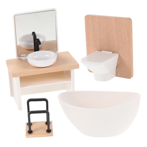 Toddmomy 1Satz Maßstab Waschbecken Badewanne Handtuchhalter Und Toilette Teiliges Puppenhaus Möbel Und Accessoires von Toddmomy