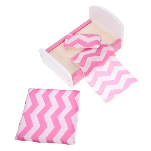 Toddmomy 1Satz Mini Dollhouse Holzbett Bett für Puppen mit Bettwäsche Puppenhaus Dekoration und Kreative Spielmöglichkeiten aus Natürlichem Langlebigem Holz für Ab von Toddmomy
