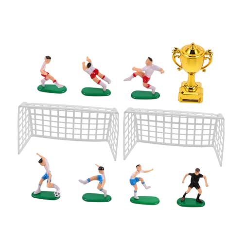 Toddmomy 1Satz Mini Fußballspieler Und Trophäe Für Puppenhaus Kunststoff Fußball Themen Dekoration Kuchenaufsatz Und Tornetz Für Kinderfeste Fußball Deko Für Jungen von Toddmomy