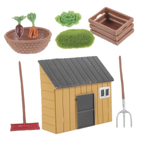 Toddmomy 1Satz Miniatur Bauernhof Modell Realistische Dekoration für Mini Haus Gemüse Werkzeuge und Miniatur Haus für Kreative Spielwelten von Toddmomy