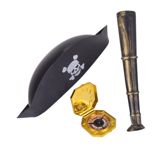Toddmomy 1Satz Piratenhut mit Teleskop und Kompass Halloween Cosplay Kostümzubehör für Piraten Mottoparty und Kindergeburtstag Robust und Langlebig für Kreative Rollenspiele von Toddmomy
