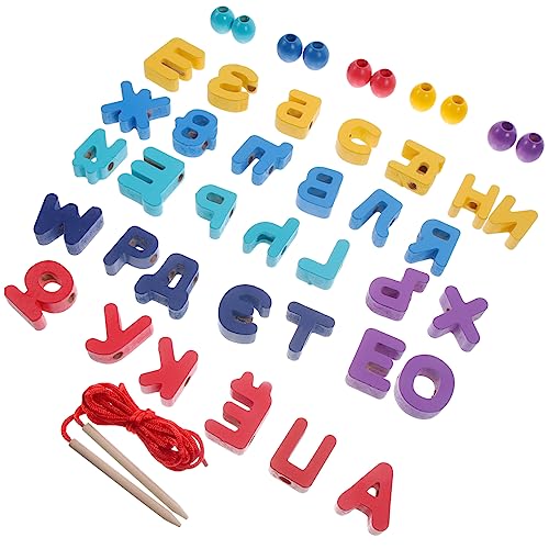 Toddmomy 1Satz Russisches Alphabet Holzblockspielzeug Montessori Lernspielzeug für Kognitiven Fähigkeiten und Hand Auge Koordination Holzperlen Puzzle von Toddmomy