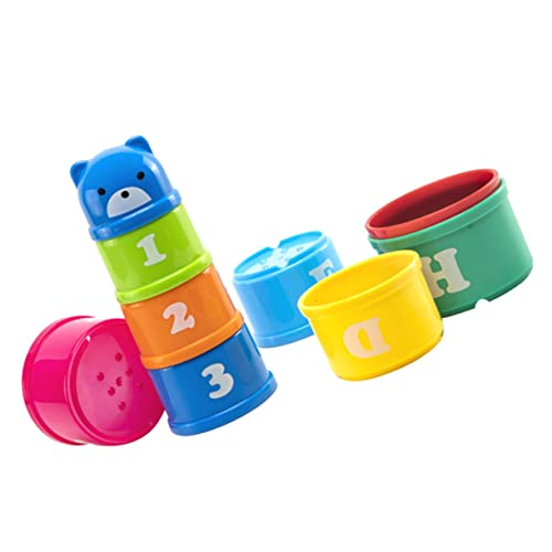 Toddmomy 1Satz Stapelbecher mit Cartoon Bär Lernspielzeug für Junge Mädchen und Kleinkinder Fördert Kreative Fähigkeiten und Frühe Entwicklung Mesh Aufbewahrungstasche von Toddmomy