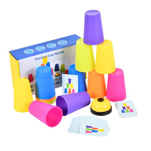 Toddmomy 1Satz Stapelspielzeug für Pädagogisches Stapelspiel mit Bunten Bechern und Karten Fördert Soziale Fähigkeiten und Intellektuelle Entwicklung Sicheres Material von Toddmomy