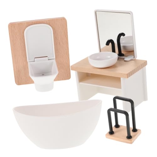 Toddmomy 1Satz Waschbecken Badewanne Handtuchhalter Toilette Robuste Und Authentische Miniaturen Für Fantasievolles Teiliges von Toddmomy