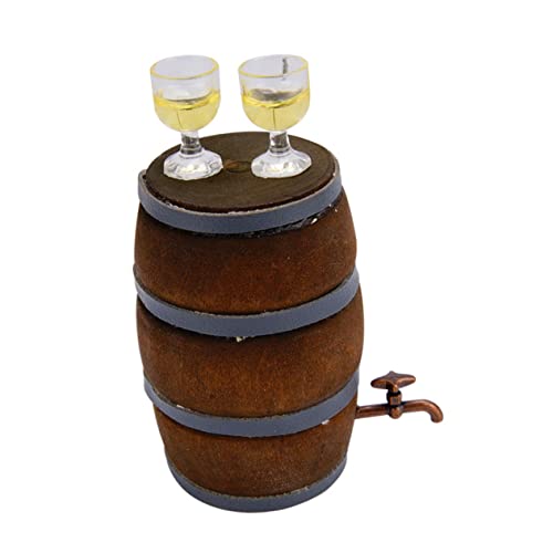 Toddmomy Kleiner Weinfass für Puppenhaus 4 Stück Bierfass mit Wasserhahn Kleiner Tassen Dekorative Miniatur Szenendekoration für und Inneneinrichtung von Toddmomy
