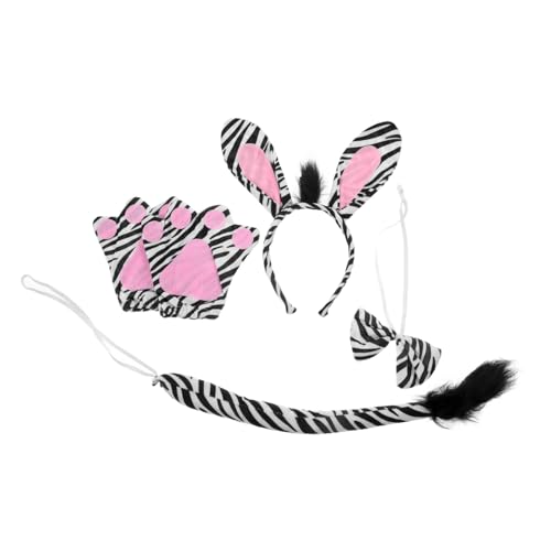 Toddmomy 1Satz Zebra Kostüm Set für Teiliges Tierohren Stirnband und Handschuhe für Halloween Partys und Rollenspiele Weiches Hautfreundliches Material von Toddmomy