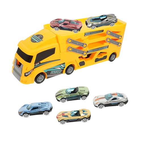 Toddmomy 1Satz Zusammenklappbarer LKW Für Gelbes Transformationsspielzeug Mit Kleinen Autos Spielzeugfahrzeug Für Kleinkinder Schiebe LKW Modell Für Jungen von Toddmomy