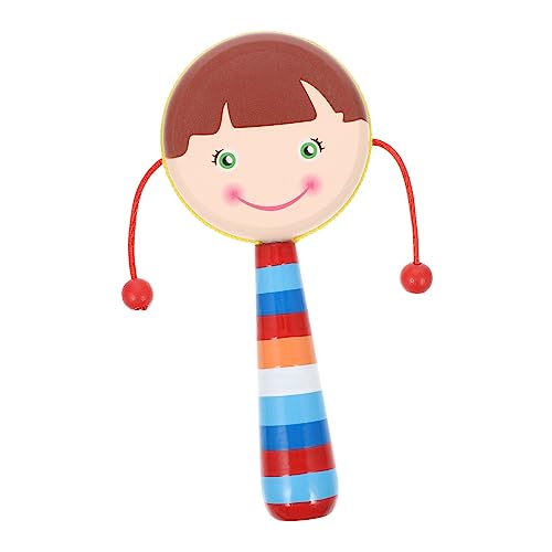 Toddmomy 1Stück Holzspielzeug Drum Für Junge Mädchen Handliches Schüttelspielzeug Mit Cartoon Design Fördert Musikalität Und Rhythmusgefühl Für Neugeborene Und Kleinkinder von Toddmomy