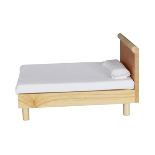 Toddmomy 1Stück Mini Doppelbett für Puppenhaus Realistisches Schlafzimmer Zubehör für Design Sicher und Langlebig für Modelle und Rollenspiele von Toddmomy