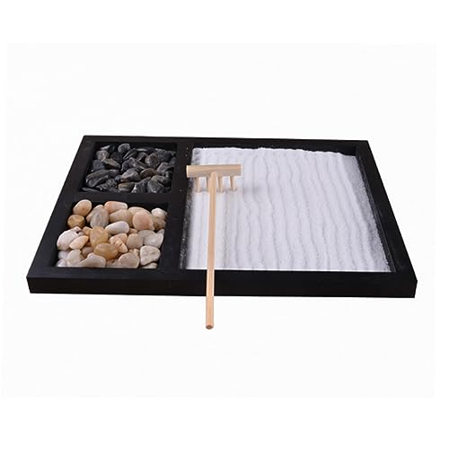 Toddmomy Zen Garten Sandtisch Mit Rechen Meditationsgarten Für Büro Und Zuhause Japanisches Kurozansui Design Zur Stressreduktion Und Entspannung von Toddmomy