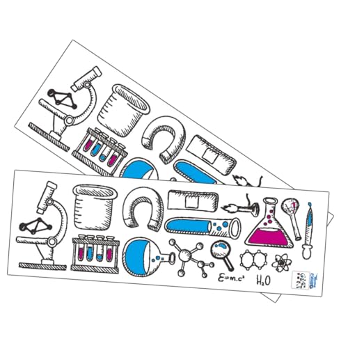 Toddmomy 2 Blätter Teiliges Wissenschafts Labor Wandtattoo Selbstklebende PVC Aufkleber Chemische Elemente und Laborwerkzeuge Ablösbar für Kinderzimmer Wohnzimmer und Klassenzimmer von Toddmomy