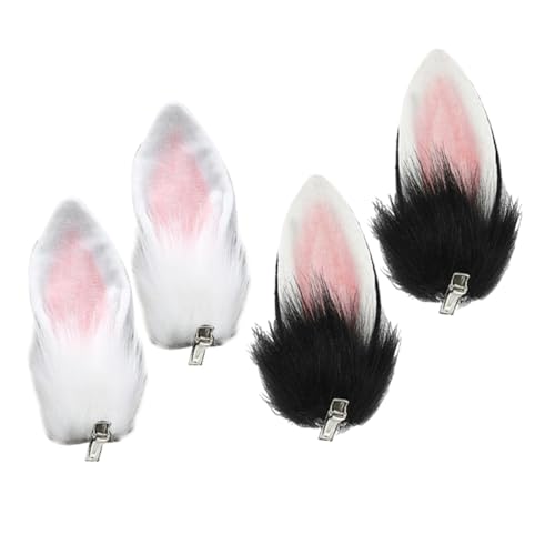 Toddmomy 2 Paare Plüsch Hasenohren Haarspangen Flauschige Bunny Ohr Accessoires Kuschelige Kaninchen Haarklammern für Karneval Kostüm und Osterparty Dekor von Toddmomy
