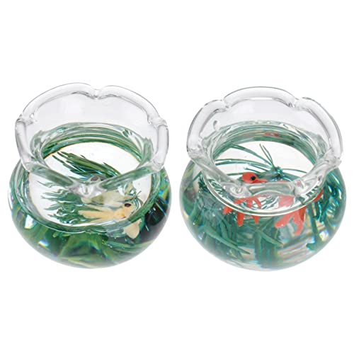 Toddmomy 2 STK Mini-Glas-goldfisch Garten Miniaturen Dekoration Fischglas Haushaltsgeräte Miniatur-Aquarium Aquarienschale Mini-aquariumschale Mini-glastank 1: Esstisch Kind Ornamente von Toddmomy