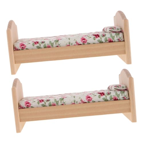 Toddmomy 2 STÜCK Miniatur Puppenhaus Bett Teilig Einzelbett mit Matratze und Kissen Leichtes DIY Möbel Zubehör für Kinderzimmer Spiel und Bastelprojekte von Toddmomy