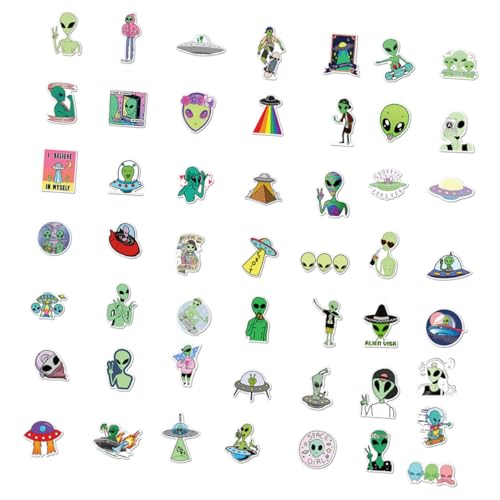 Toddmomy 2 Sätze Aliens Motiv PVC Selbstklebende Sticker Wiederverwendbar Für Laptop Koffer Skateboard Dekoration von Toddmomy