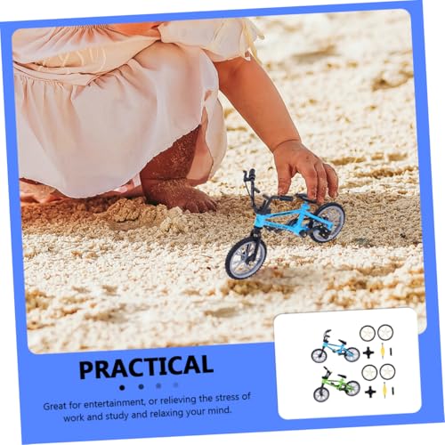 Toddmomy 2 Sätze Aluminium Mini Finger Bike Widerstandsfähiges Tischspiel für Hand Auge Koordination Miniatur Fahrrad Modell Fingerfidget für Sammler von Toddmomy