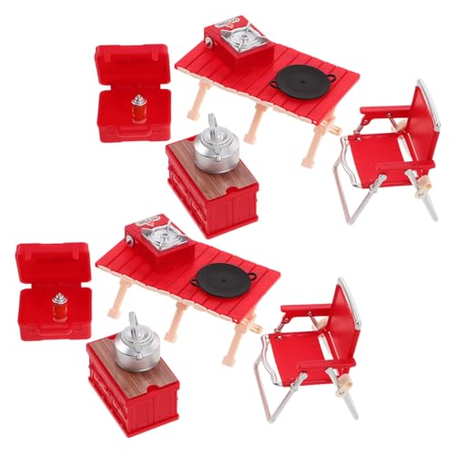 Toddmomy 2 Sätze Camping Spielset mit Kleinen Faltbaren Stühlen Picknicktisch und Spielherd Tragbares Outdoor Zubehör für Drinnen und Draußen Realistische Mini Camping Ausrüstung für von Toddmomy