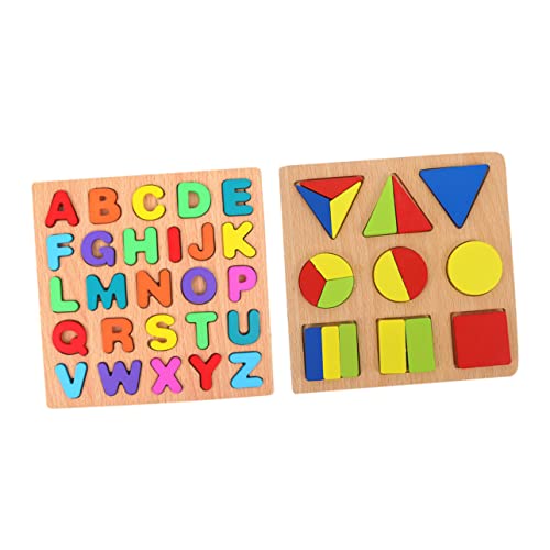 Toddmomy 2 Sätze Holz Lernspielzeug für Teiliges Buchstaben und Formen Puzzle Frühkindliche Bildung Fördert Hand Auge Koordination Logisches Motorische Fähigkeiten Geeignet für von Toddmomy