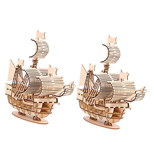 Toddmomy 2 Sätze Holz Segelboot Puzzle Einzigartiges Puzzlespiel für Erwachsene Natürliches Holzmodell zum Zusammenbauen Pädagogisches Handkoordinationstraining Dekoratives Segelschiff von Toddmomy
