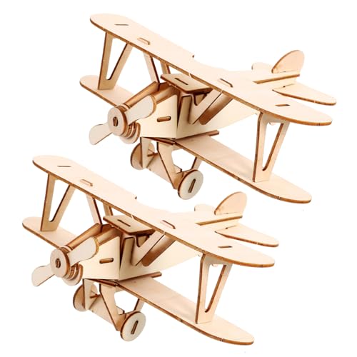Toddmomy 2 Sätze Holzpuzzle Flugzeug DIY Modellbausatz Kompakt und Leicht Holzstruktur Dekorativ für Kinderzimmer und Büro für Sammler und Bastelfans von Toddmomy