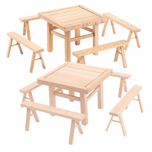 Toddmomy 2 Sätze Holzpuzzle Modell DIY Chinesischer Stil Tisch und Stühle Teilig Handmontiert Robustes Konstruktionsspielzeug Miniatur Möbel für Puppenhaus Dekoration und Fotorequisiten von Toddmomy