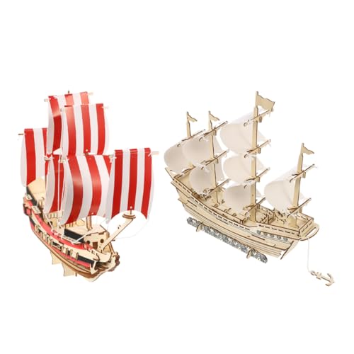 Toddmomy 2 Sätze Holzpuzzle Segelboot Teilig Naturbelassenes Material Kinderfreundlich Handlich Dekoratives Segelschiff Modell Pädagogisches DIY für Erwachsene von Toddmomy