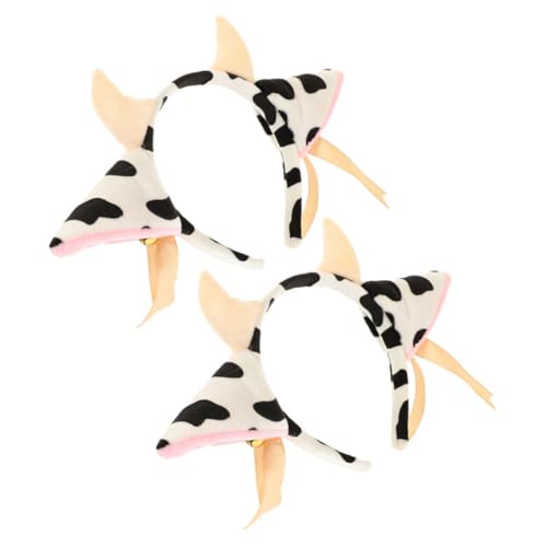 Toddmomy 2 Sätze Kuh Stirnband Plüsch mit Glocken Tierohren Haarreif für Halloween Kostüm Cosplay Partyaccessoire für Erwachsene Mädchen von Toddmomy