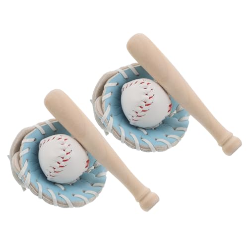Toddmomy 2 Sätze Miniatur Baseball-Set mit Schläger Handschuh und Ball für Puppenhaus Zubehör Anfänger Lernspielzeug Dekoration für Garten Tortendeko und Bastelprojekte von Toddmomy