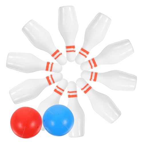 Toddmomy 2 Sätze Miniatur Bowling mit Roten und Blauen Bällen Puppenhaus Zubehör für Realistische Dekoration und Sammeln und Langlebig von Toddmomy