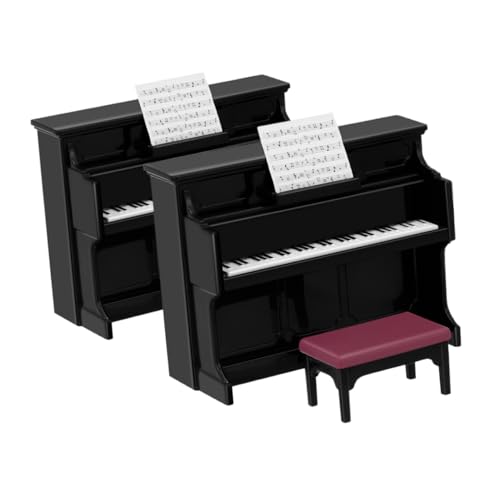 Toddmomy 2 Sätze Miniatur Klavier Modell mit Hocker Set Puppenhaus Zubehör Musikinstrument Dekoration für Miniatur Landschaften und Kreatives Lernspielzeug von Toddmomy
