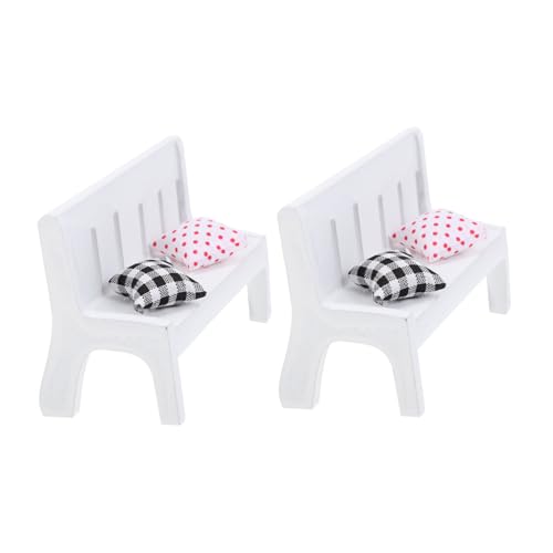 Toddmomy 2 Sätze Miniatur Lange Bank mit Kissen Puppenhaus Möbel Mini Dekoration Micro Landschaft Desktop Modell Zubehör für Spielhaus von Toddmomy