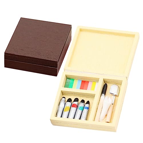 Toddmomy 2 Sätze Miniatur Malwerkzeug Teilig Mini Puppenhaus Dekoration Holzspielzeug Bunte Farben Kreatives DIY Zubehör Realistische Landschaftsrequisiten Fördert Feinmotorik und von Toddmomy