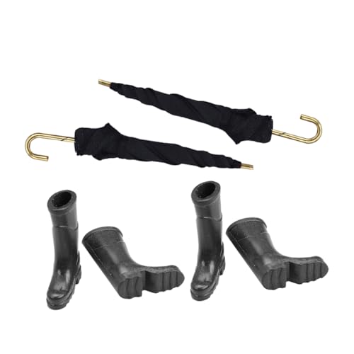 Toddmomy 2 Sätze Miniatur Regenstiefel und Regenschirme Set für Puppenhaus Stiefel und Mini Regenschirme Realistische Dekorationen für Kreatives Spiel und Rollenspiele Robustes Design für von Toddmomy