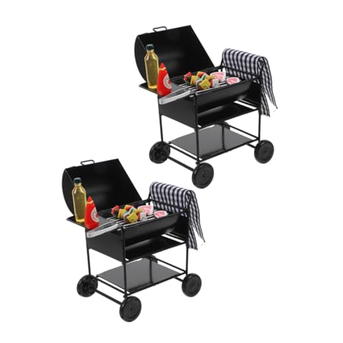 Toddmomy 2 Sätze Miniatur Schwarzer Metall Grill Modell Stabil Kompakt für Puppenhaus Küche Outdoor Szenen BBQ Set Pretend Play von Toddmomy