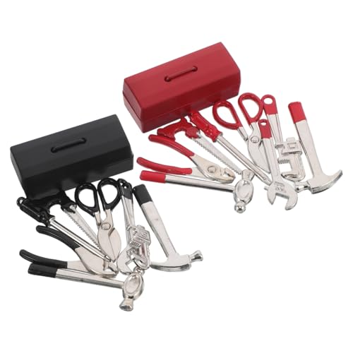 Toddmomy 2 Sätze Miniatur-werkzeugset für Puppenhaus mit Hammer Schraubenzieher Zange Schraubenschlüssel Präzise Modellbauwerkzeuge für Detailreiche Miniatur-reparaturen und Bastelprojekte von Toddmomy