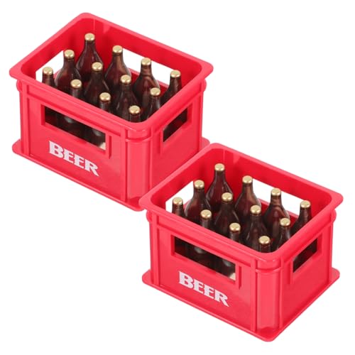 Toddmomy 2 Sätze Puppenhaus Requisiten Miniatur Dekorationen Klein Dekoration Für Puppenhäuser Mini Flaschenkiste Plastik Rot von Toddmomy