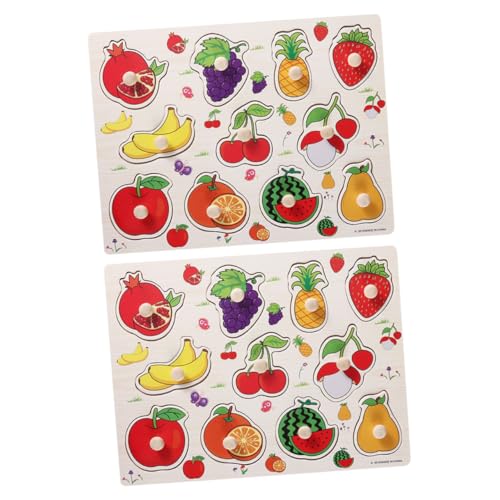 Toddmomy 2 Sätze Puzzle Obst Jigsaw Lernspielzeug für Kleinkinder Ab Jahren Kreatives Holzpuzzle Denkvermögen Beobachtung und Ausdauer von Toddmomy