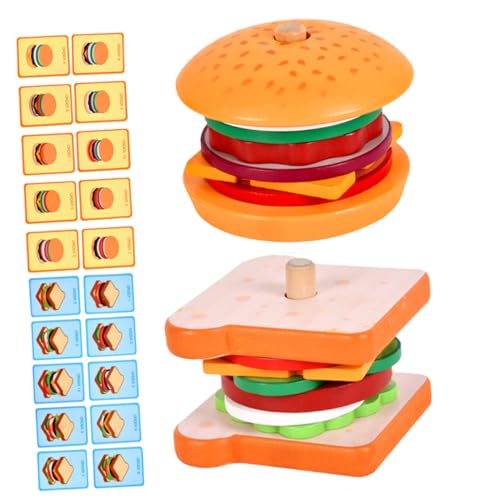 Toddmomy 2 Sätze Teiliges Burger und Sandwich Stapelspielzeug aus Holz Pädagogisches Farbenfrohes Lernspielzeug für Fördert Feinmotorik und Kreatives Rollenspiel im Kinderzimmer von Toddmomy