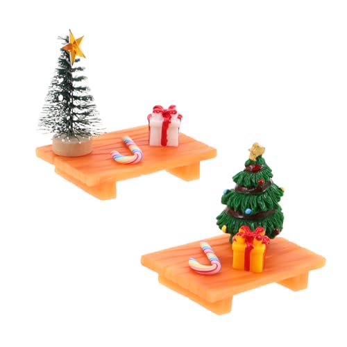 Toddmomy 2 Sätze Weihnachts-Dollhouse Miniatur Weihnachtsbaum Geschenkbox Candy Cane Modell mit Mini Bank Stuhl Figuren für DIY Festliche Mikro-Szene Dekorationen von Toddmomy