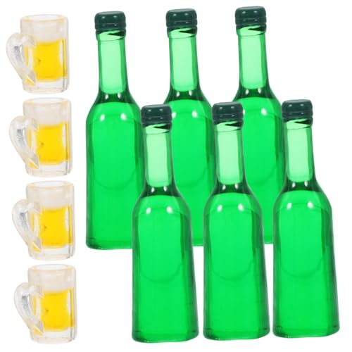 Toddmomy 2 Satz Miniatur-Food-Spiel Requisiten Getränke Zubehör Realistischer Bierkrug Puppenhaus-Bierflaschen Kleine Bierkrüge Simulieren Sie Bierflaschenbecher Green Harz von Toddmomy