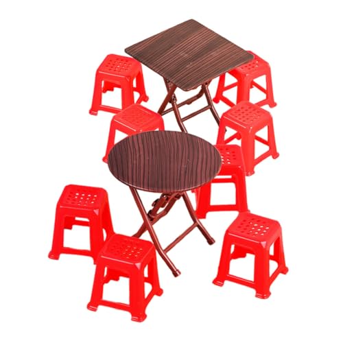 Toddmomy Vintage Miniatur-esstisch Und Stuhl-Set Aus Kunststoff Für Das Puppenhaus von Toddmomy