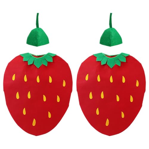 Toddmomy 2 Sets Kindergartenkostüme Halloween Kleinkind Erdbeerkostüm Ärmellos Jungen Mädchen Obstkostüm Gemüsehutkostüm Essenskostüm Gemüsekostüm Vliesstoff von Toddmomy