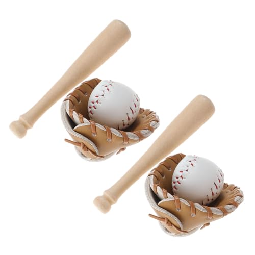 Toddmomy 2 Sets Puppenhaus Baseballschläger Handschuh Mini Simuliertes Baseball Zubehör Set Handschuhe Baseballs Catcher Basketball Puppe Mini Baseballschläger Versorgungsstoff von Toddmomy