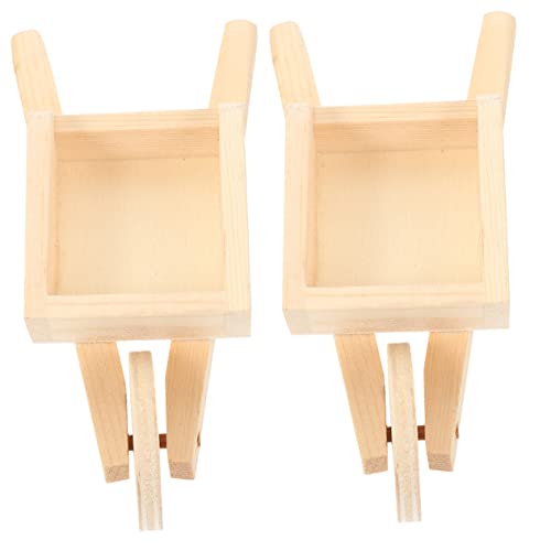 Toddmomy 2 Stck Mini Holzschubkarre Teiliges Detailgetreue Miniatur Puppenhaus Wagen Naturbelassene Garten und Landschaftsdekoration Geeignet als Dollhouse Zubehör und Sammlermodell von Toddmomy