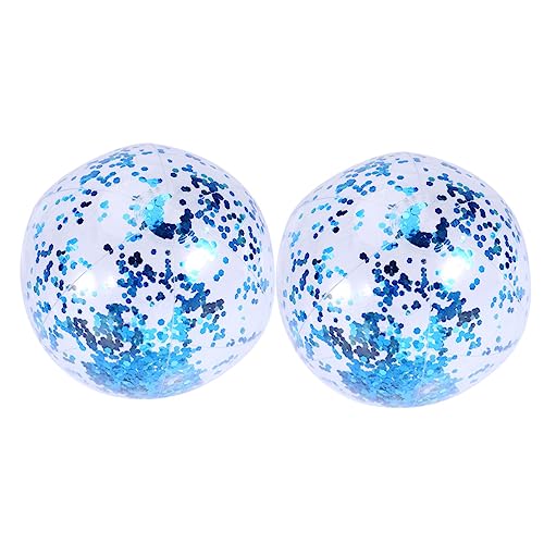 Toddmomy 2 Stück Aufblasbarer Glitzer Strandball Transparente Wasserbälle für Poolspiele und Fotorequisiten Blaues Pailletten Design von Toddmomy