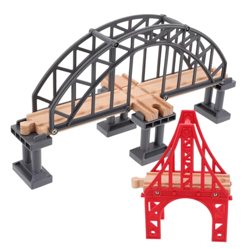 Toddmomy 2 Stück Eisenbahnschienen Eisenbahnbrücke Eisenbahnzubehör Kleine Brücke Modell Kunststoff Brückenpfeiler Eisenbahnbrücke Eisenbahnschienenbrücke Spielzeugbrücke Holz von Toddmomy