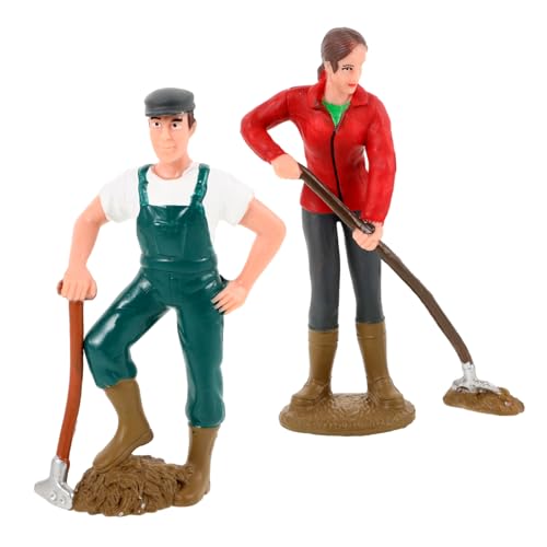 Toddmomy 2 Stück Farm Modell Rollenspiel Figuren Realistische Männliche und Weibliche Landarbeiter Statuen für Desktop Dekoration und Sandkasten von Toddmomy