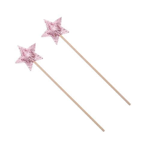 Toddmomy 2 Stück Feenstäbe für Mädchen Glitzernder Stern Zauberstab aus Holz und Leicht Handfreundlich als Geburtstagsdeko und für Kleine Prinzessinnen von Toddmomy