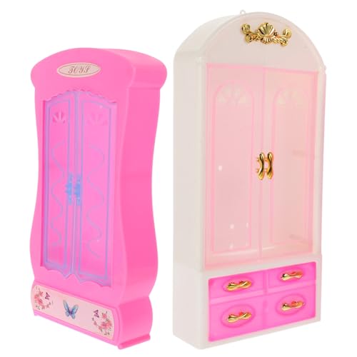 Toddmomy 2 Stück Garderobe Miniatur Kind für Puppe Möbel winzig Mini-Kleiderschrank-Modell Mini House Accessory dekorative Mini-Hausgarderobe Plastik Rosa von Toddmomy